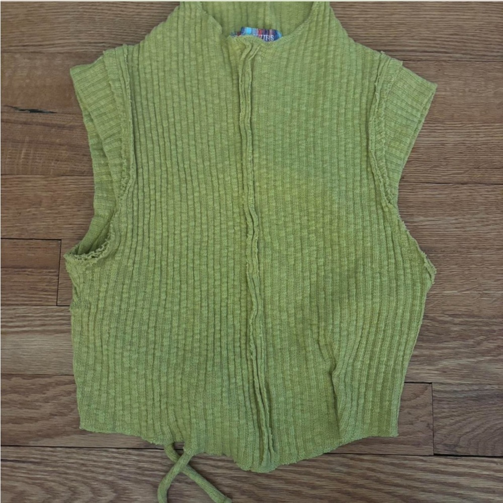 Urban Outfitters Green Ribbed Knit Top
